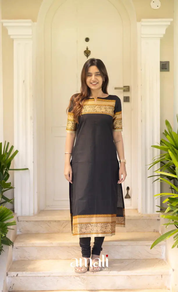 Meera Cotton Salwar Black shade and Cream tone Plus Size salwar