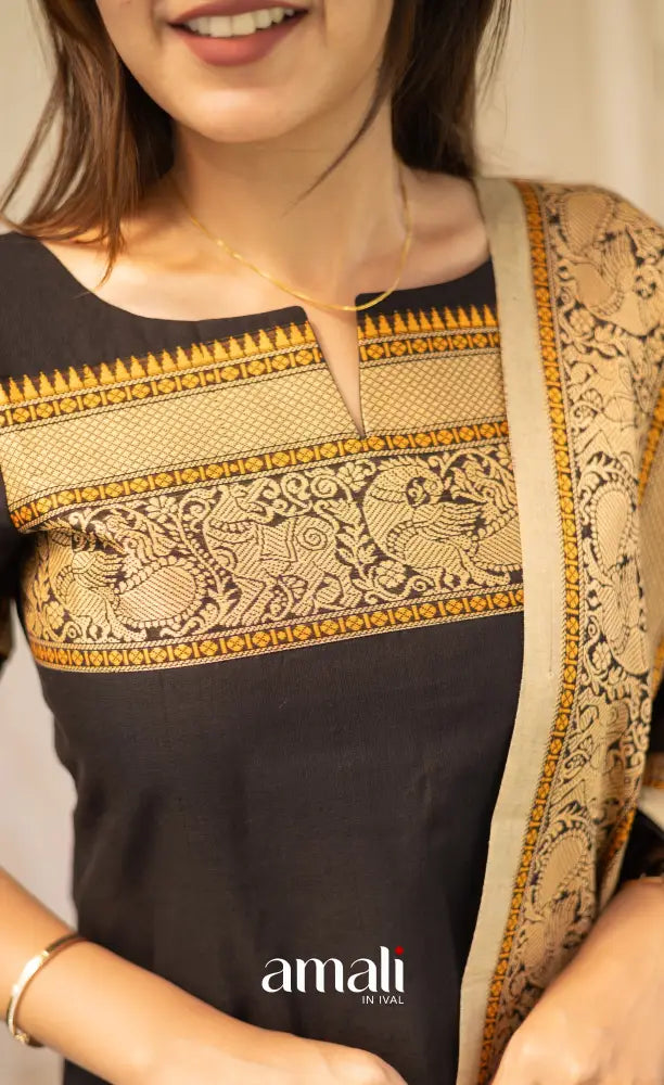 Meera Cotton Salwar Black shade and Cream tone Plus Size salwar