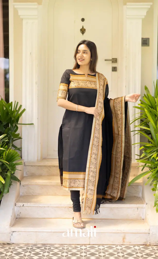 Meera Cotton Salwar Black shade and Cream tone Plus Size salwar