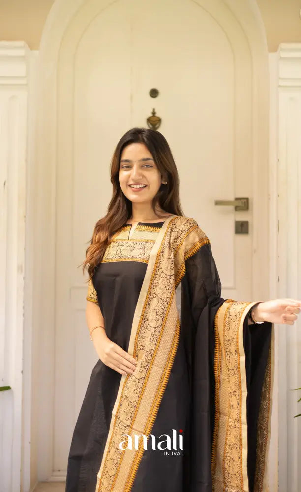 Meera Cotton Salwar Black shade and Cream tone Plus Size salwar