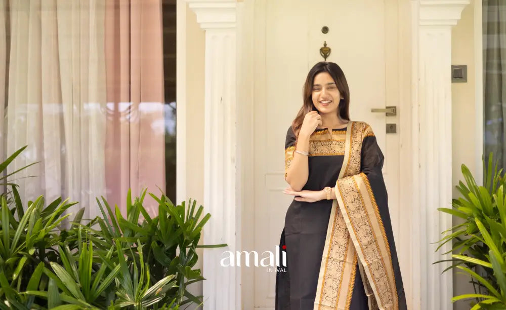 Meera Cotton Salwar Black shade and Cream tone Plus Size salwar