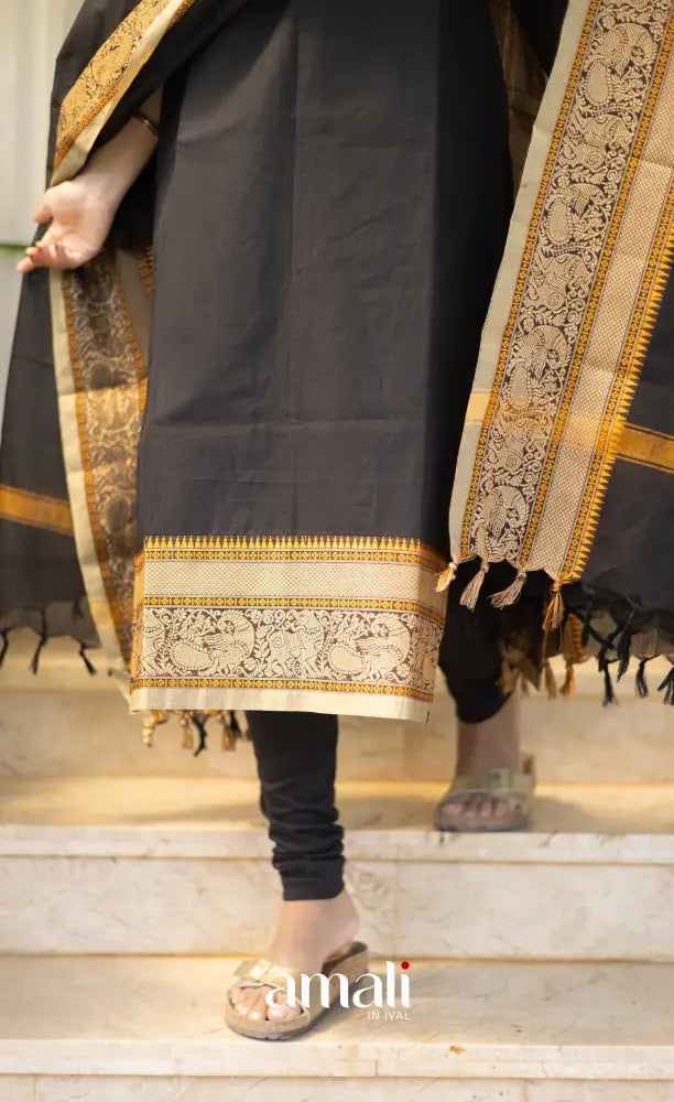 Meera Cotton Salwar Black shade and Cream tone Plus Size salwar