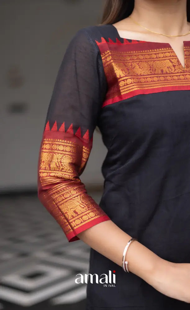 Meera Cotton Salwar Black shade and Red Tone salwar