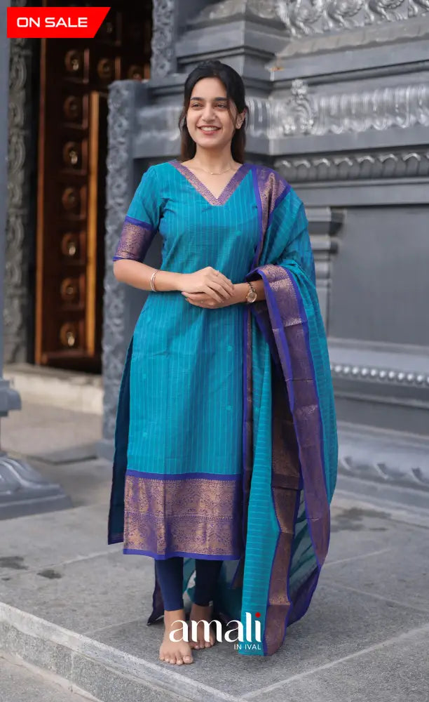 Meera Cotton Salwar Blue shade and Royal Blue tone salwar