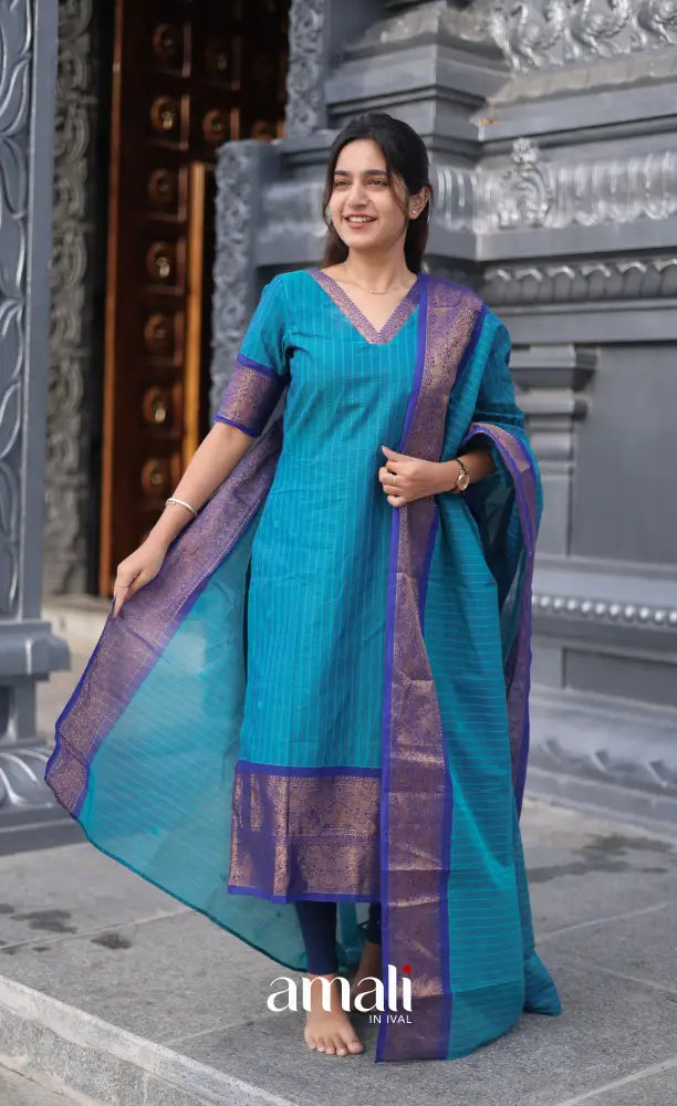 Meera Cotton Salwar Blue shade and Royal Blue tone salwar