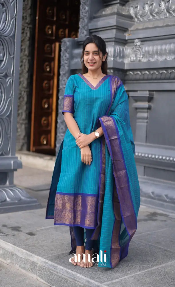 Meera Cotton Salwar Blue shade and Royal Blue tone salwar