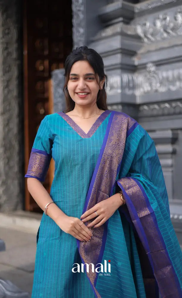 Meera Cotton Salwar Blue shade and Royal Blue tone salwar