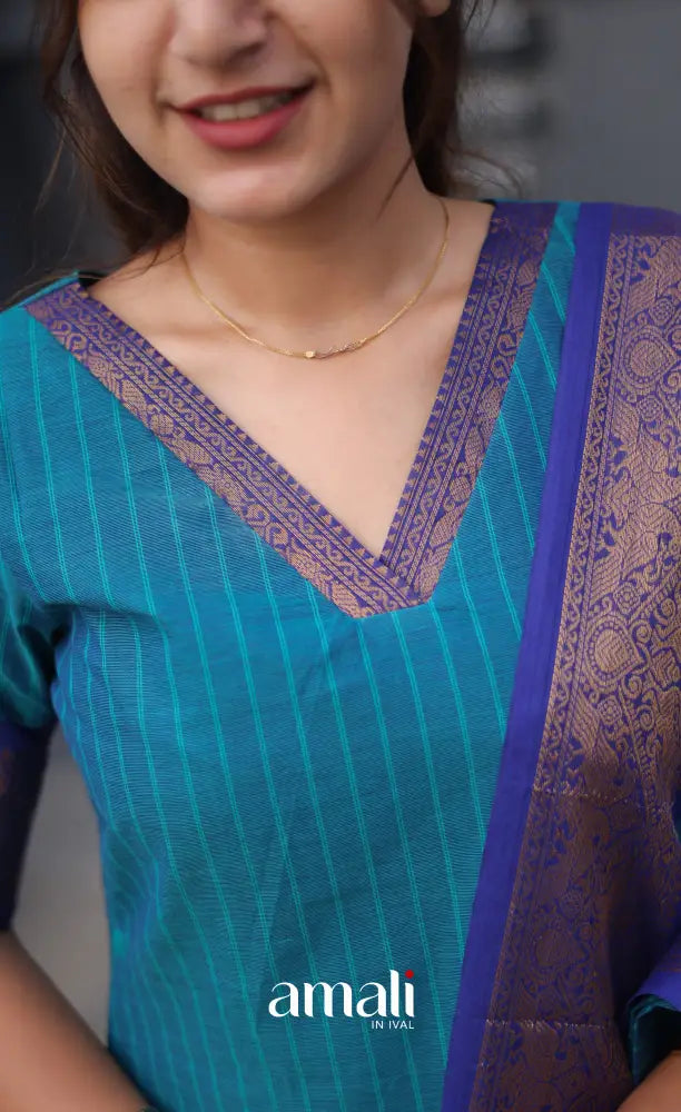 Meera Cotton Salwar Blue shade and Royal Blue tone Plus Size salwar