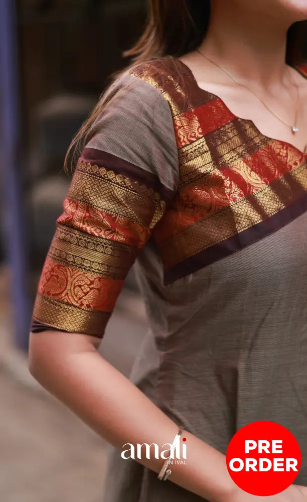 Meera Cotton Salwar - Brownish Grey and Dark Brown salwar