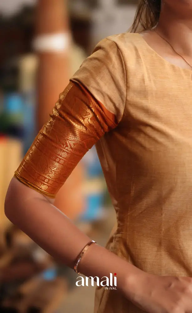 Meera Cotton Salwar - Cream and Rust Orange salwar