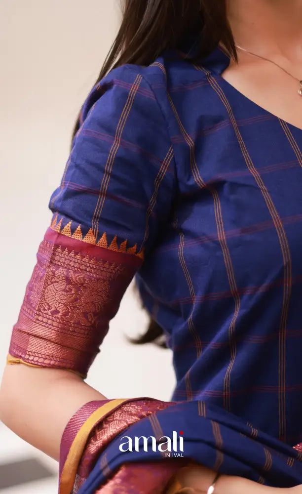 Meera Cotton Salwar - Dark Blue and Mustard salwar