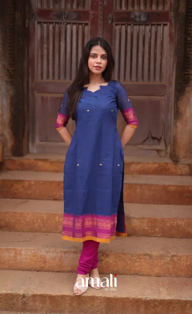 Meera Cotton Salwar - Dark Blue and Purple salwar