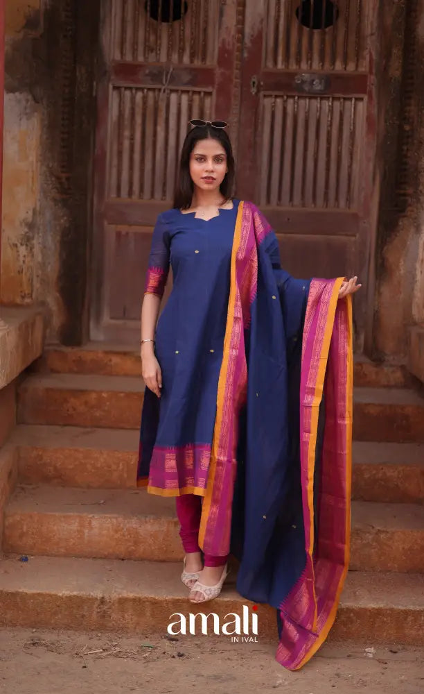 Meera Cotton Salwar - Dark Blue and Purple salwar