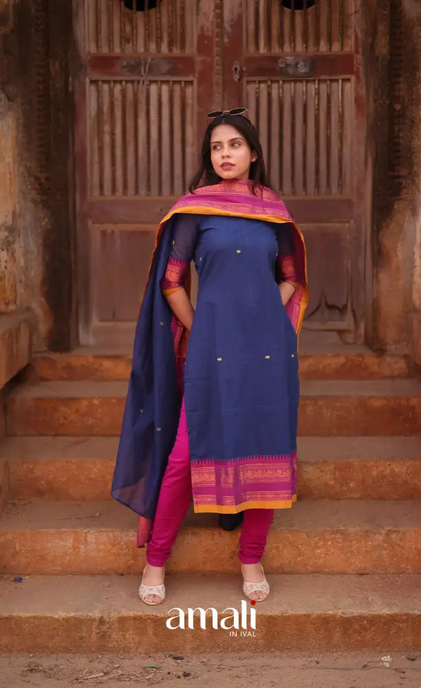 Meera Cotton Salwar - Dark Blue and Purple salwar