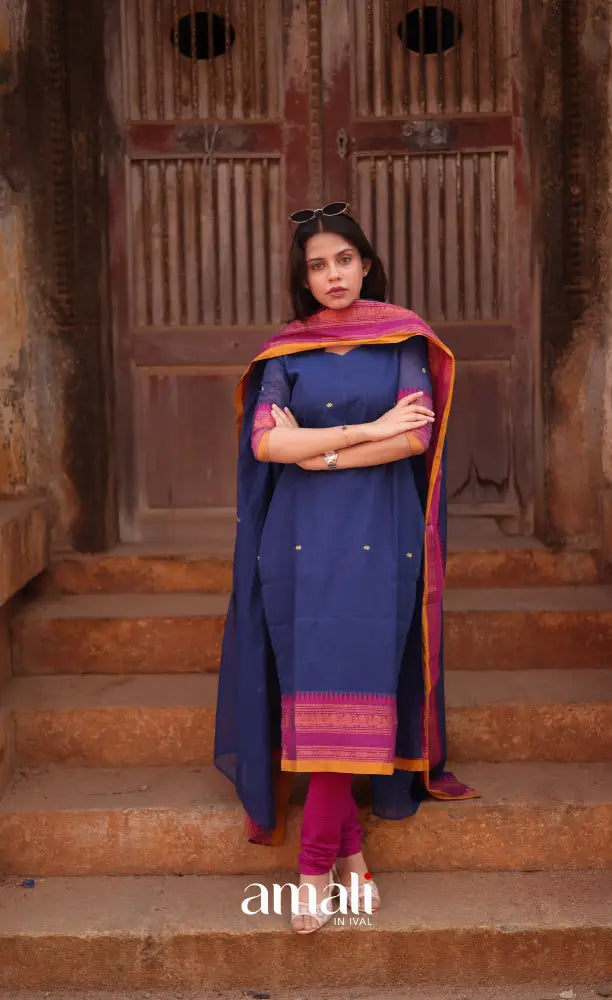 Meera Cotton Salwar - Dark Blue and Purple salwar