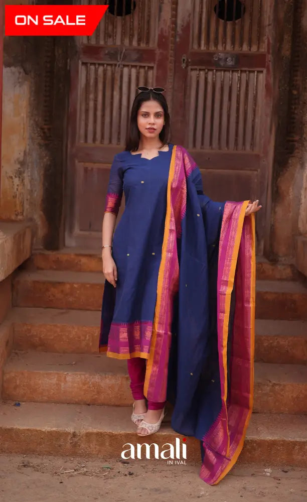 Meera Cotton Salwar - Dark Blue and Purple salwar