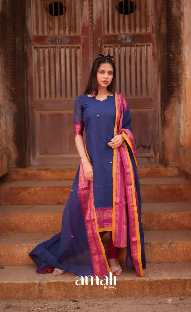 Meera Cotton Salwar - Dark Blue and Purple salwar