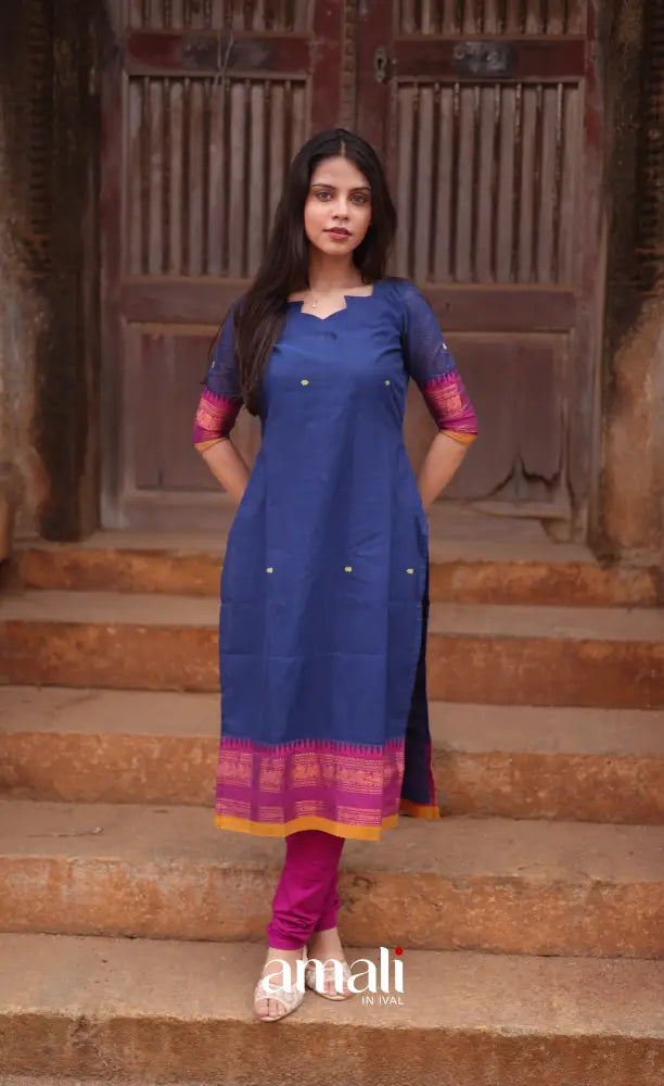 Meera Cotton Salwar - Dark Blue and Purple salwar