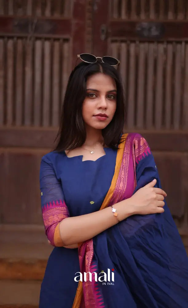 Meera Cotton Salwar - Dark Blue and Purple salwar