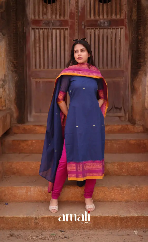 Meera Cotton Salwar - Dark Blue and Purple salwar