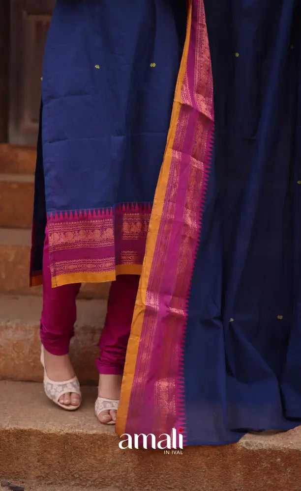 Meera Cotton Salwar - Dark Blue and Purple salwar