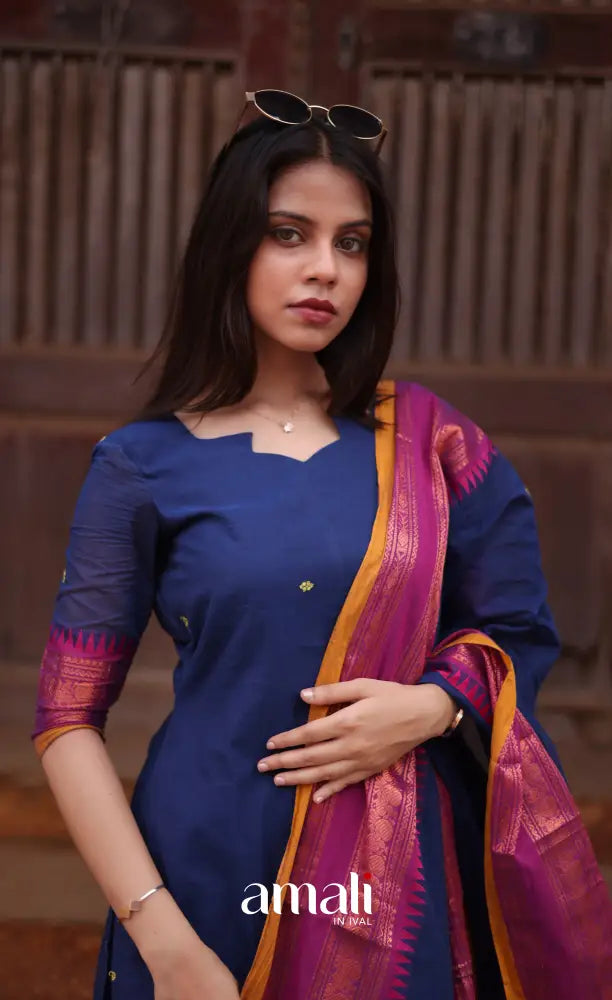 Meera Cotton Salwar - Dark Blue and Purple salwar