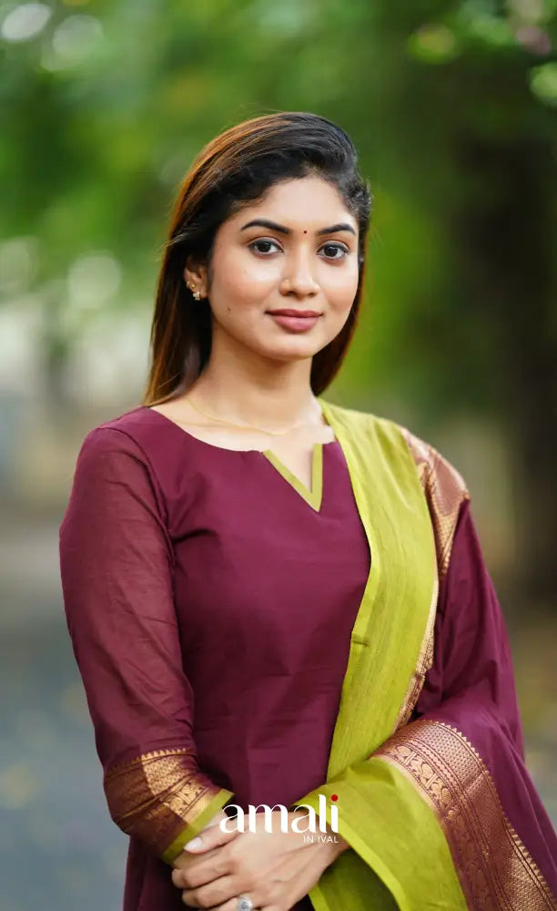 Meera Cotton Salwar - Dark Burgundy salwar