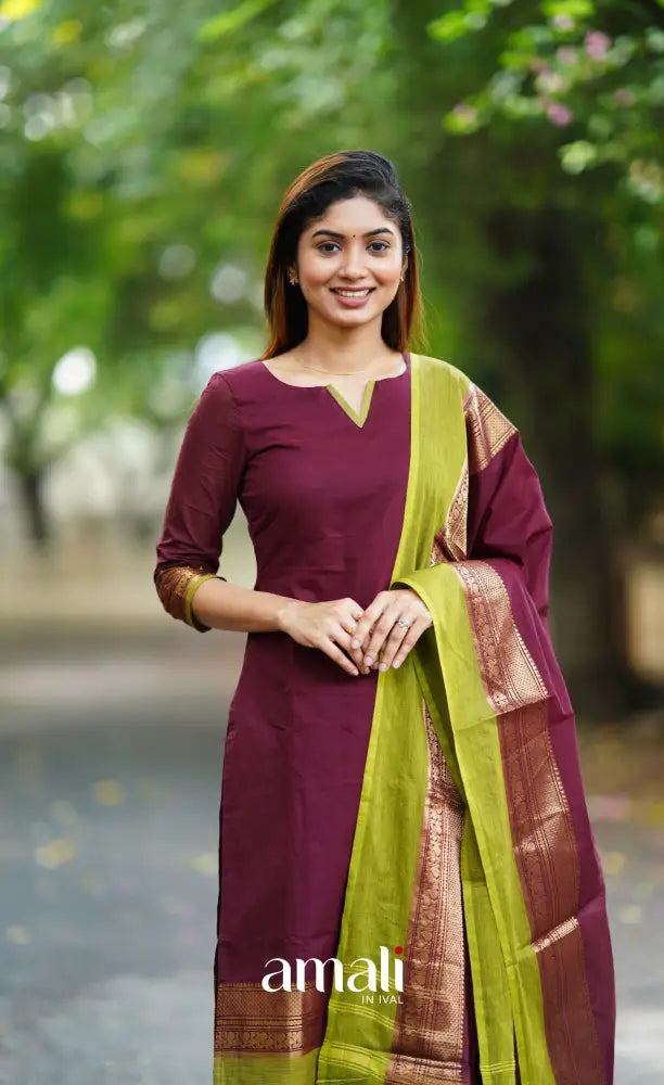 Meera Cotton Salwar - Dark Burgundy salwar
