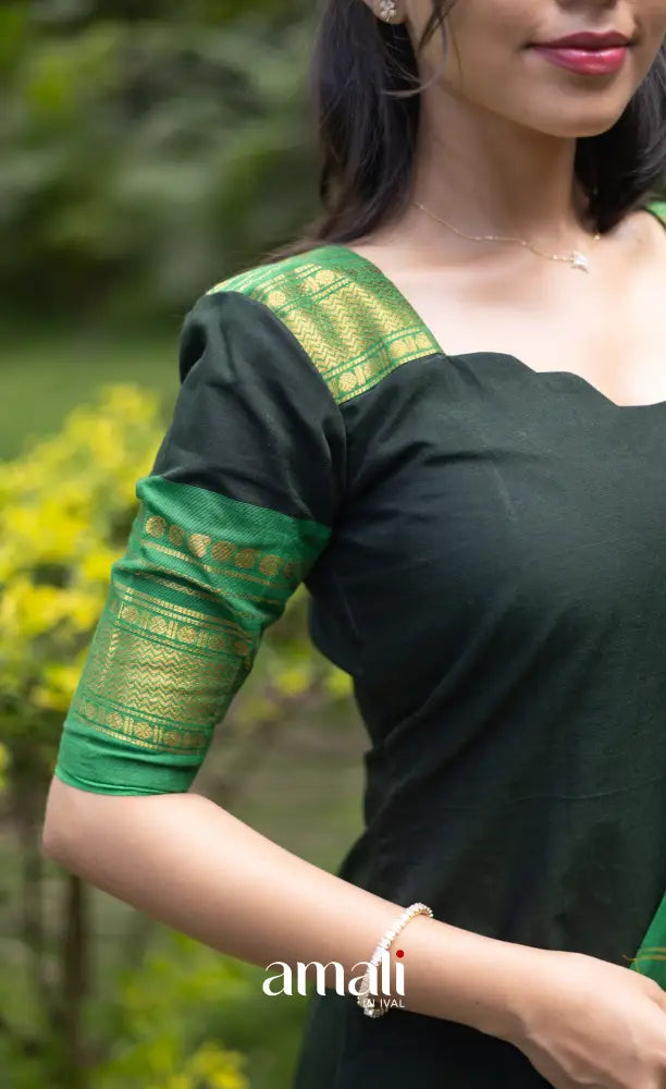 Meera Cotton Salwar - Dark Forest Green and Leaf Green salwar