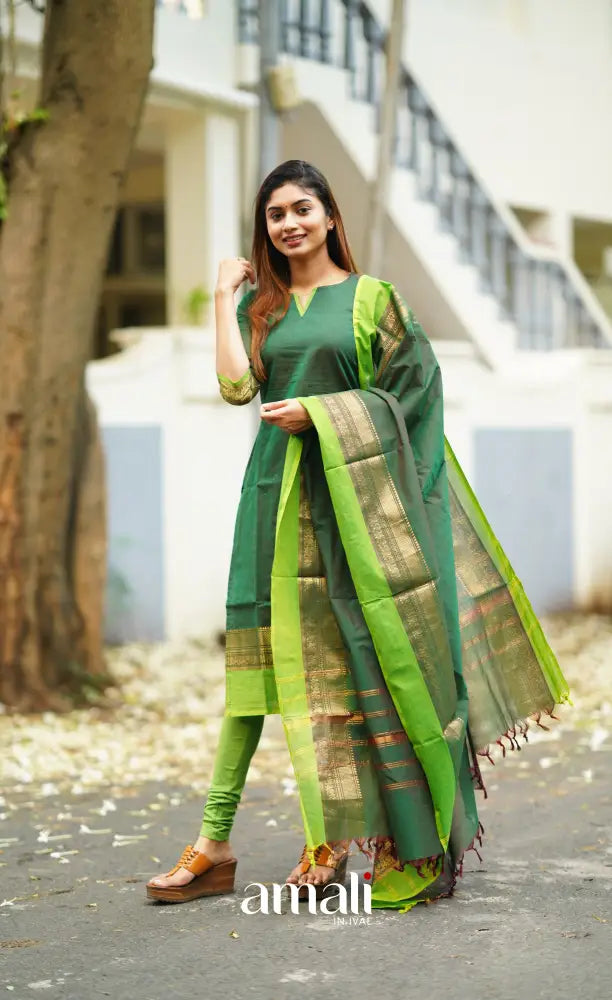 Meera Cotton Salwar - Dark Green salwar