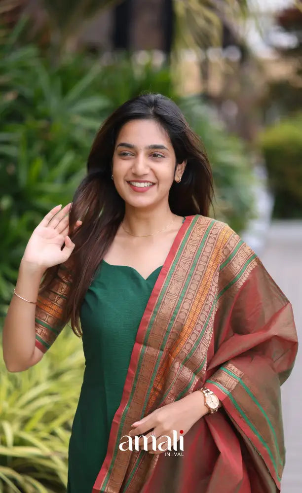 Meera Cotton Salwar - Dark Green and Manthalir salwar