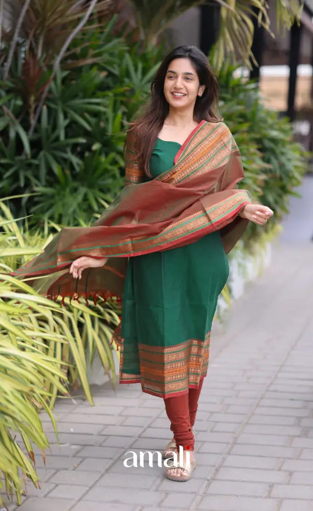 Meera Cotton Salwar - Dark Green and Manthalir salwar
