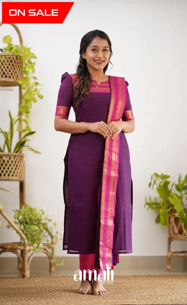 Meera Cotton Salwar - Dark Purple Salwar
