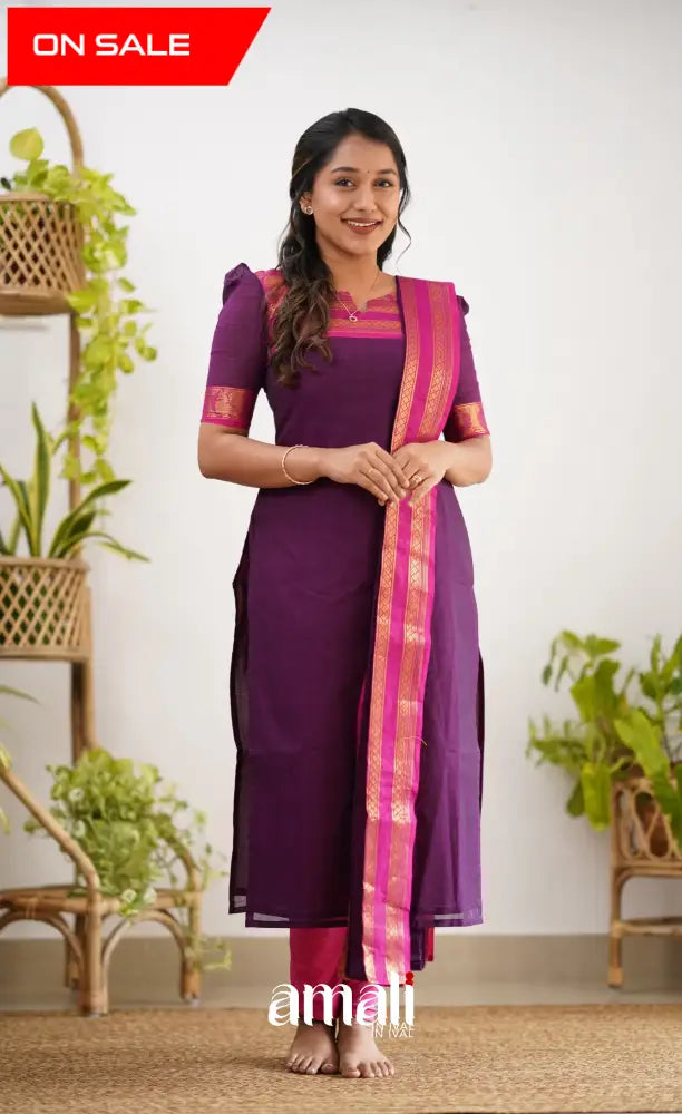 Meera Cotton Salwar - Dark Purple Salwar