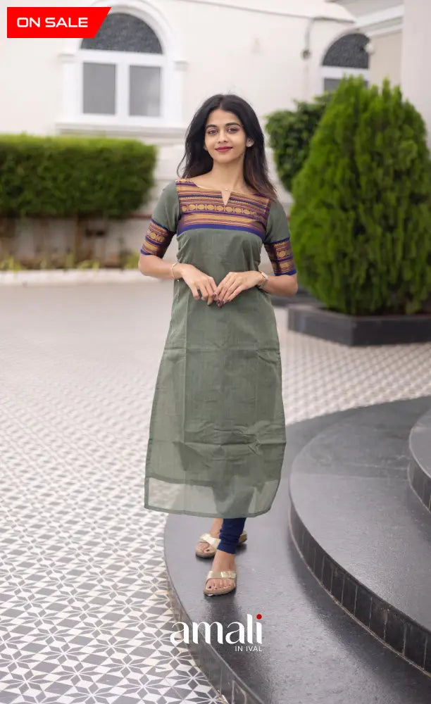 Meera Cotton Salwar Dull Blueish Green shade and Royal Blue tone salwar