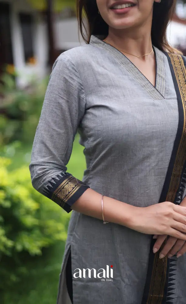 Meera Cotton Salwar - Grey and Black salwar