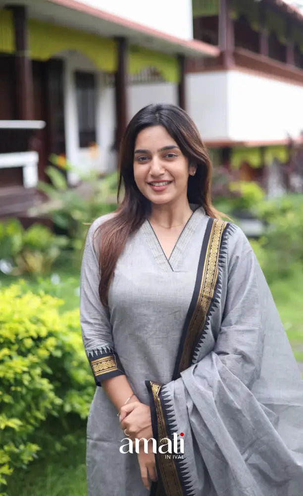 Meera Cotton Salwar - Grey and Black salwar