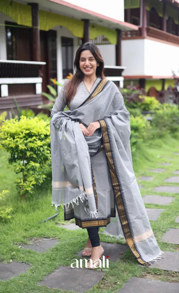 Meera Cotton Salwar - Grey and Black salwar