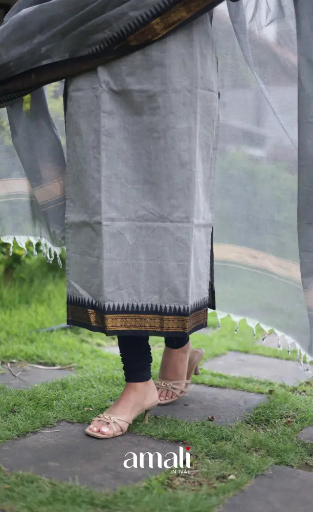 Meera Cotton Salwar - Grey and Black salwar