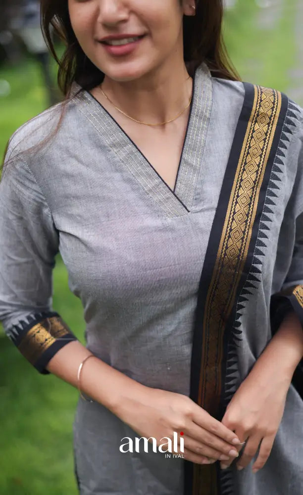 Meera Cotton Salwar - Grey and Black salwar