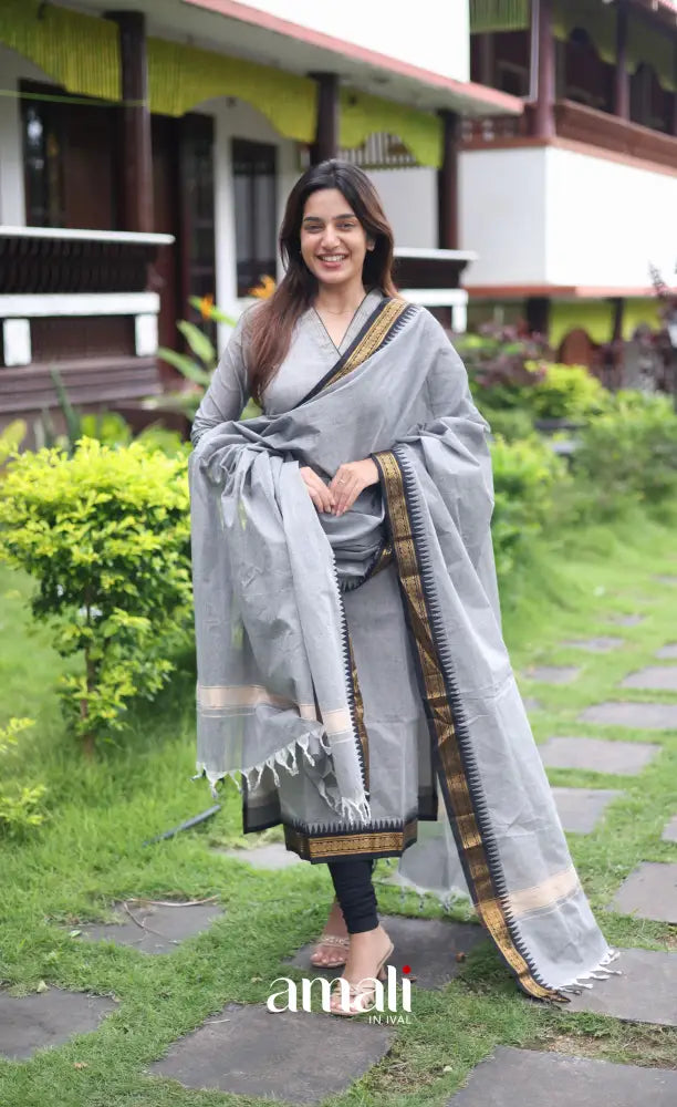 Meera Cotton Salwar - Grey and Black salwar