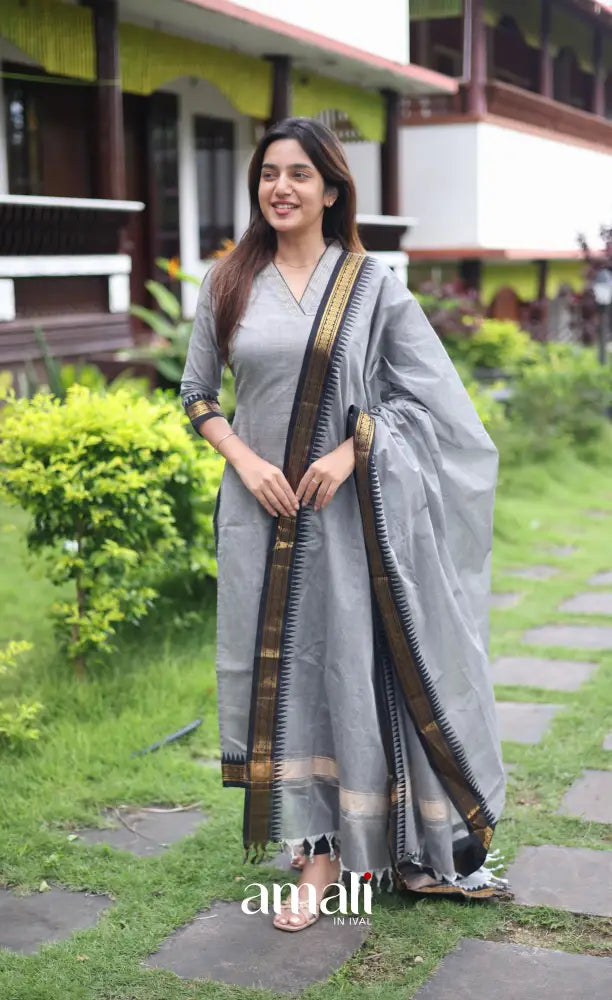 Meera Cotton Salwar - Grey and Black salwar