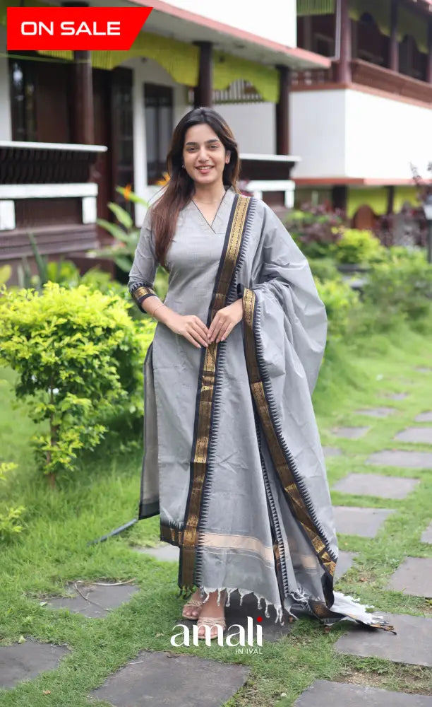 Meera Cotton Salwar - Grey and Black salwar