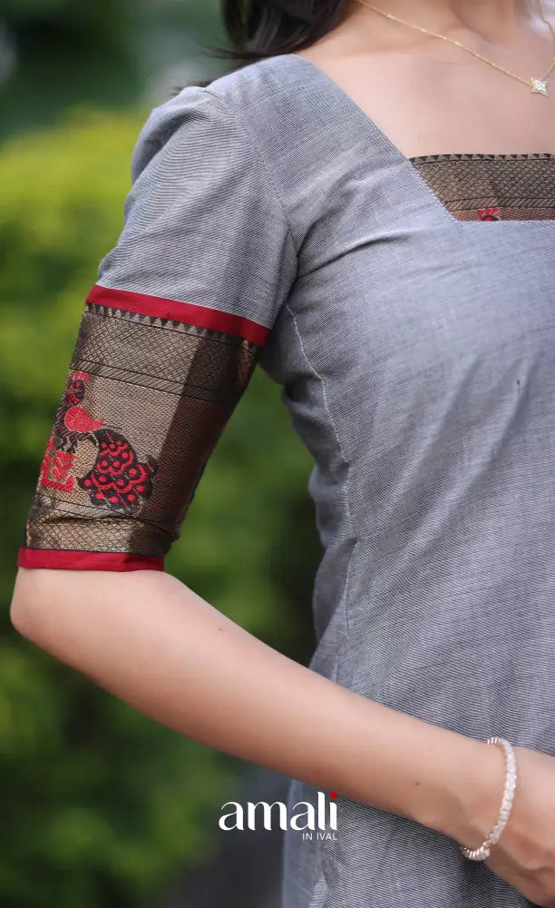 Meera Cotton Salwar - Grey and Maroon salwar