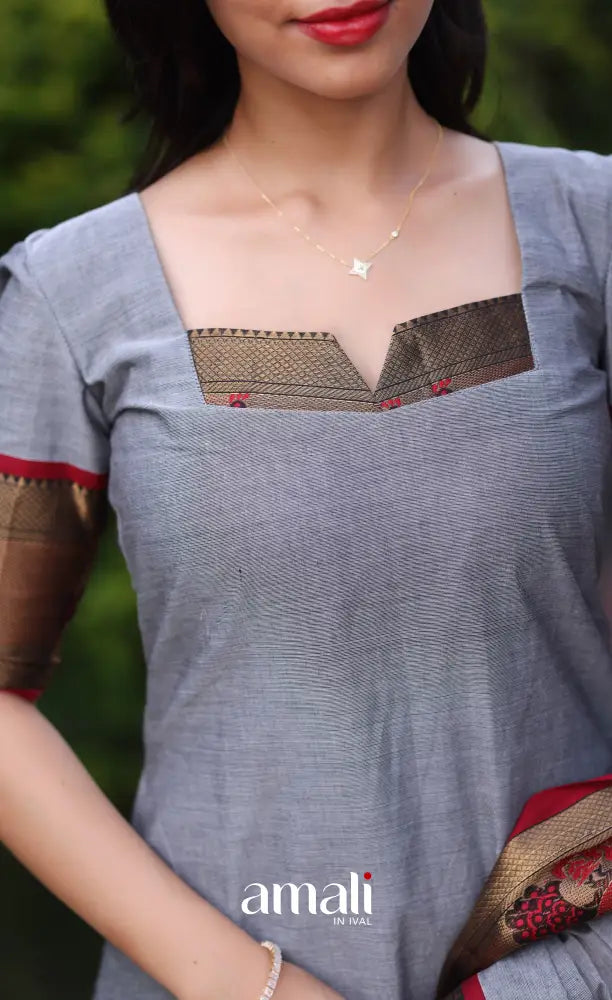 Meera Cotton Salwar - Grey and Maroon salwar