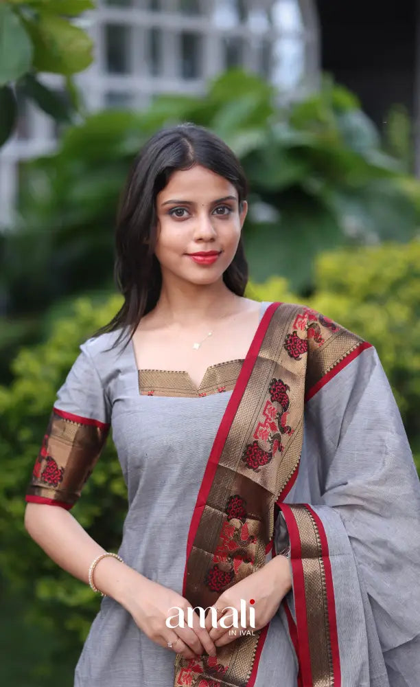 Meera Cotton Salwar - Grey and Maroon salwar