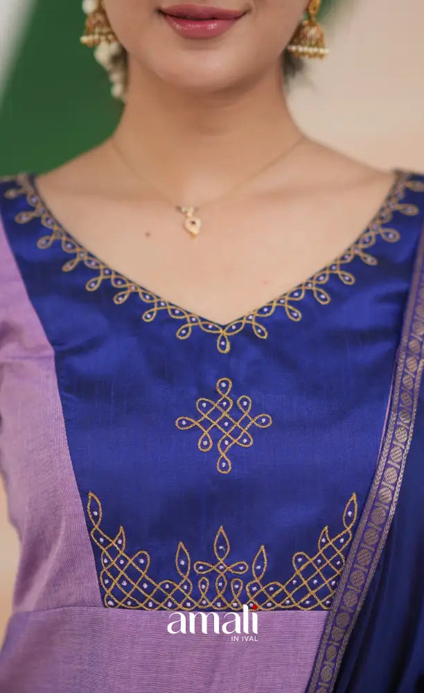 Meera Cotton Salwar - Lavender and Dark Blue salwar