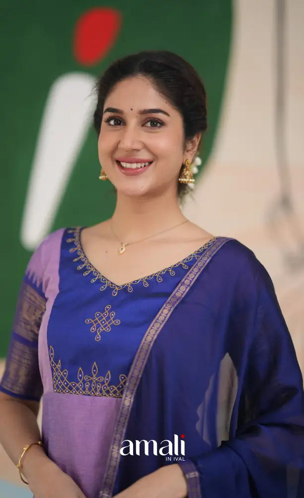 Meera Cotton Salwar - Lavender and Dark Blue salwar