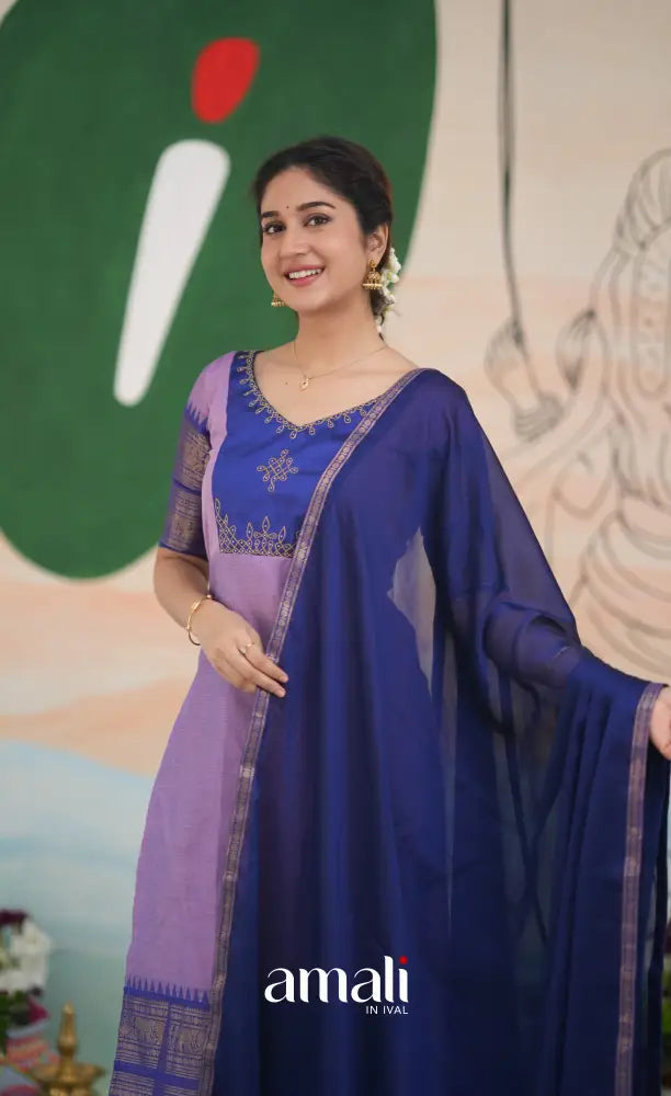Meera Cotton Salwar - Lavender and Dark Blue salwar