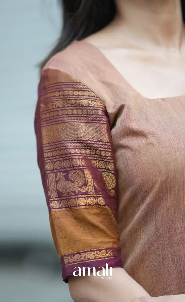 Meera Cotton Salwar - Light Brown and Dark Maroon salwar